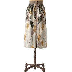 Anthropologie Edme & Esyllte Flurried Plumes Feather Print Tweed Midi Skirt - 6